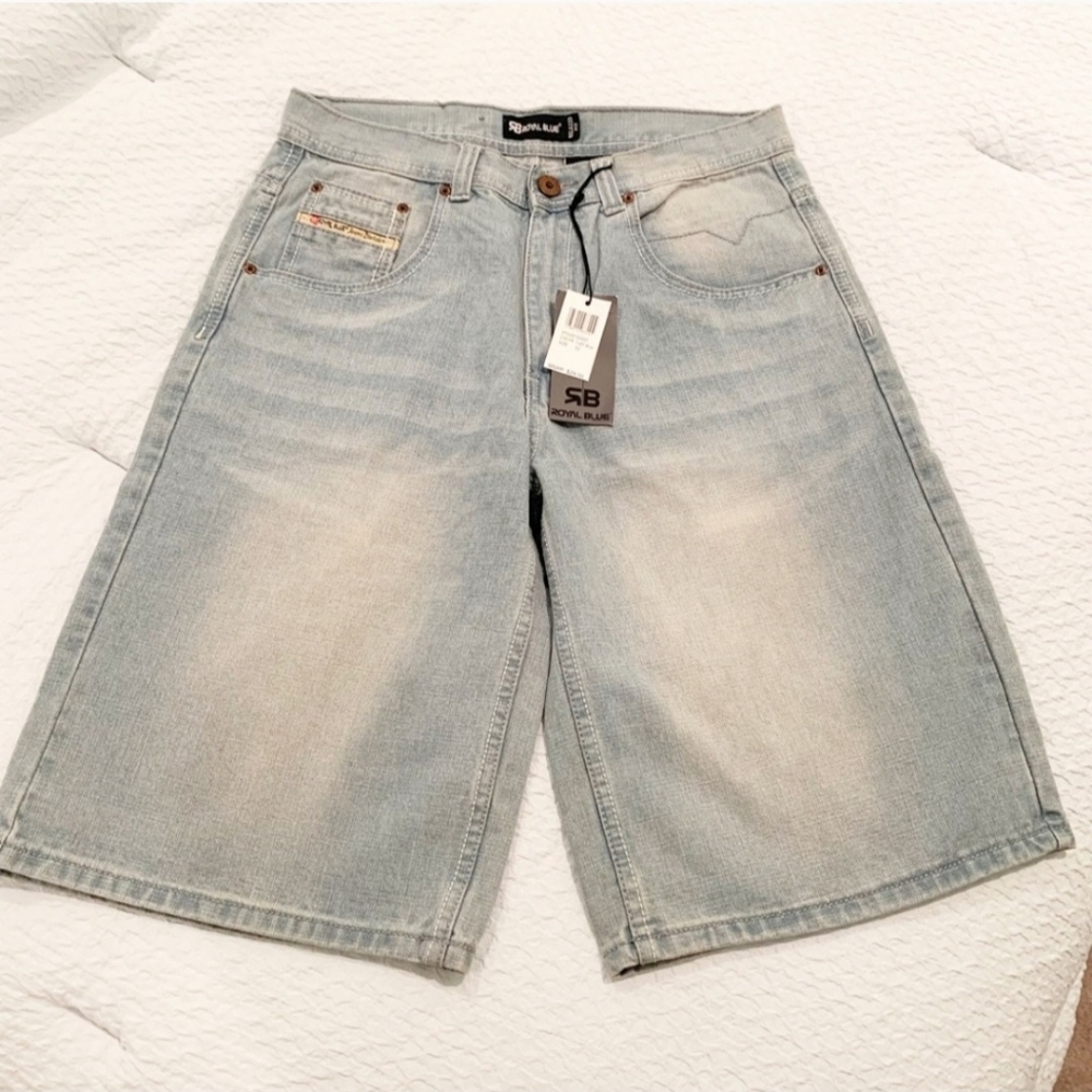 NWT Men’s Royal Blue Jeans Light Denim Long Shorts Jams 32 Jorts